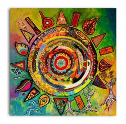 Tamatina Fabric Canvas Mandala Paintings for Wall (Multicolour, 35x35 inches)