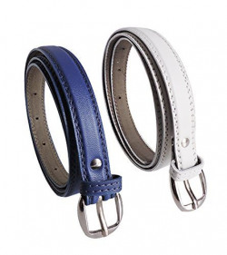 Krystle Prime Girl's Combo Set Of 2 PU leather belts Blue & White)-B0799GKL62