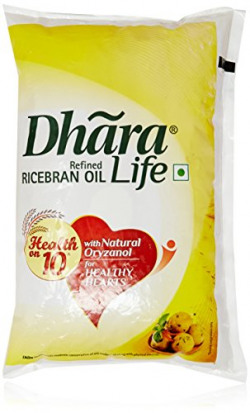 Dhara Life Refined Ricebran Oil Pouch, 1L