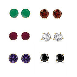Archi Collection Combo Of Gold Plated American Diamond Earrings Studs For Girls And Women