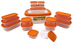 Princeware SF Packing Plastic Container Set, 17-Pieces, Orange