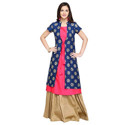 Oomph! Women's Art Silk a line Salwar Suit Set (mk109setm_Pink_Medium)