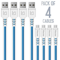 iVoltaa Helios Micro USB Cable [Pack of 4] - 4 Feet (1.2 Meters) - Blue
