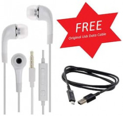 Original Samsung Earphone having Extra Bass, Sound Controller and Mic for Lenovo Vibe K5 Note 4G PHONES - With Free High Speed Data Sync Charging Usb Data cable