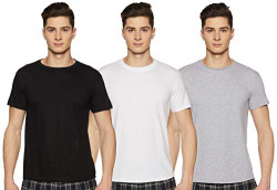 6 Degrees Men's Solid Regular fit T-Shirt (3 Set) (6D-3RN-GR-WH-BL- Black, Grey, White_S)