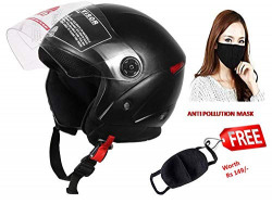 JMD Helmets Grand Open Face Helmet (Black, M)
