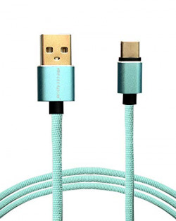 Marley Hudson USB Type-C to USB-A 2.0 Male Data Cable - Turquoise Blue