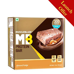 MuscleBlaze Hi-Protein Bar (30g Protein) (Almond Fudge, Pack of 6)