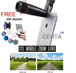 CEUTA, Mobile Telescope Lens kit for All Mobile Camera with 12x Zoom | DSLR Blur Background Effect [ Android & iOS Devices ].