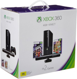 Microsoft Xbox 360 4 GB with Kinect Adventures DVD, Dance Central 3 DVD(Black)