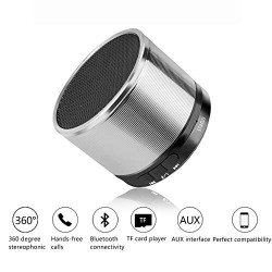 Start Makers, Bluetooth Driver Portable Travel Hands-free Wireless Mini Speaker Calling Support AUX Line and TF Card Slot with Mic (Silver)