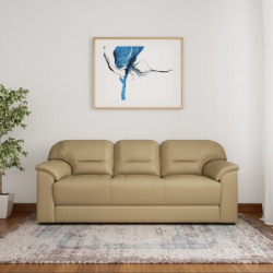 Muebles Casa Croma Leather 3 Seater  Sofa(Finish Color - Beige)