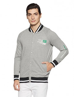 Amazon Brand - Symbol Men's Printed Fleece Buttoned Bomber Jacket