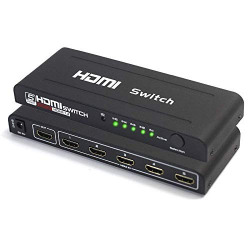 eErlik Latest Update Version Network Interface 5 Port HDMI Switch 4K Ultra HD 3D HDMI Switcher 5 Input 1 Output 5x1 Switch 4K x 2K 1080P with IR Remote Control