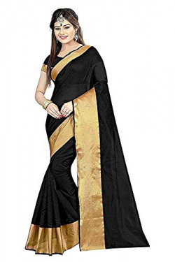 Fashion and Hub Women's Silk Party Wear Saree with Blouse Piece (Free Size, Multi Colour) (Black)