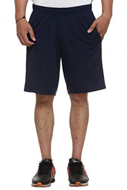 VIMAL Men's Cotton Shorts (Navy Blue, Large)