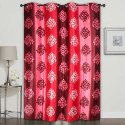 Homely 214 cm (7 ft) Polyester Door Curtain Single Curtain(Motif, Red)