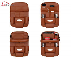 Autofurnish 3D Car Auto Seat Back Multi Pocket Storage Bag Organizer with Car Meal Tray