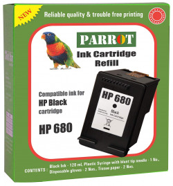 Parrot Refill Ink Cartridge for HP 680 for Deskjet(Black) 