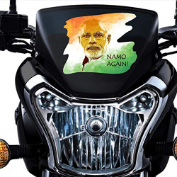 WallMantra Namo Again Narendra Modi Bike Sticker/Self Adhesive Peel and Stick DIY Vinyl Bick Graphics/Fits All Bick / 12 cm x 10 cm