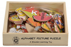Skillofun Wooden Alphabet Picture Puzzle, Multi Color