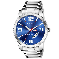 Laurels Invictus Day Date Blue Dial Men's Wrist Watch- LMW-INC-IV-030707