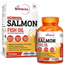 StBotanica Salmon Fish Oil Omega-3 1000mg, 180mg EPA, 120mg DHA - 60 Enteric Coated Softgels