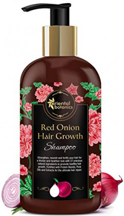 Oriental Botanics Red Onion Hair Growth Shampoo, 300ml - With Biotin, Argan Oil, Caffeine, Protein, 27 Hair Boosters Controls Hair Loss & Promotes Healthy Hair Growth