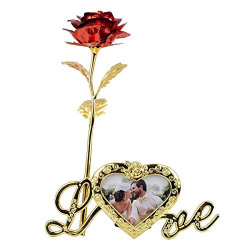 Rianz All New Imported Gift Item 24K Artificial Red Rose With Love Photo Frame And Carry Bag,Red