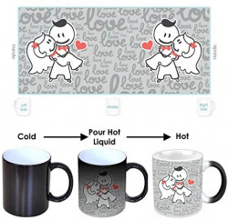 YaYa cafe Love is Holding you in My Arms Coffee Magic Mugs with Coaster(Black) - Set of 2