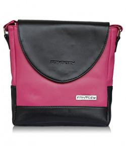 Fantosy women pink and black souqina sling bag (pink and black) (FNSB-210)