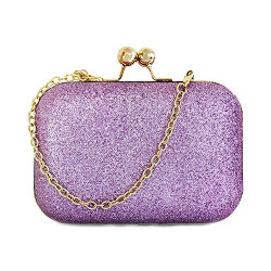 LACIRA Women's Synthetic Stylish Bling Hand Hard Case Clutches (Sparkling Light Purple)