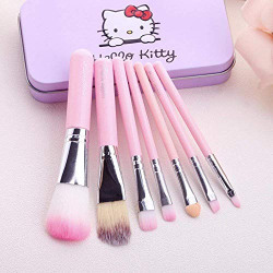 TECHICON Hello Kitty Complete Makeup Mini Brush Kit With A Storage Box - Set Of 7 Pcs