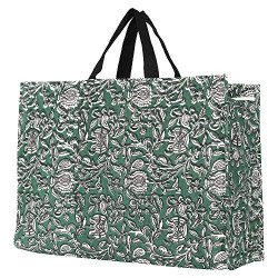 pick pocket Women's Canvas 6 Pouch Printed Shopping Bag (Green)