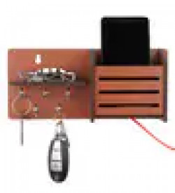 Brown MDF Side-Shelf Pocket Key Holder by Sehaz Artworks