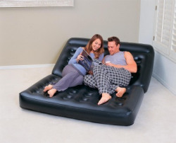 Karmax (Glossy) PVC 3 Seater Inflatable Sofa(Color - Black)