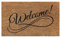 Onlymat Welcome Printed Natural Coir Doormat with PVC Backing(75 x 45 x 1.5 cm)- Color: Beige and Black