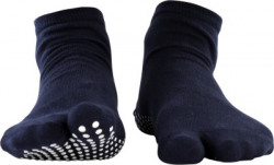NOFALL Non-Slip Navy Blue Color Cotton Socks Women's Solid Peds/Footie/No-Show(Pack of 5)