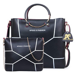 Speed X Fashion Women's Handbags And Shoulder Bag Combo (Black)