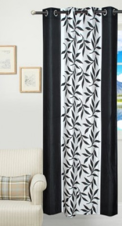 Achintya 152 cm (5 ft) Polyester Window Curtain Single Curtain(Floral, Black)