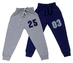 Kuchipoo Premium Quality Boys Pajamas Kids Track Pants (Grey and Blue, 4-5 Years, Pack of 2)