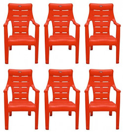 PRIMA Baby Boy's and Baby Girl's Plastic 125 Chair (Red) - Set of 6