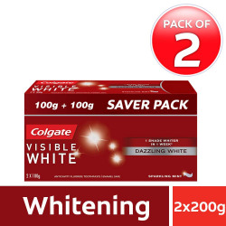 Colgate Visible White Dazzling White Toothpaste, Sparkling Mint - 200gm (Pack of 2)