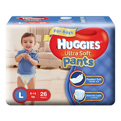 Huggies Ultra Soft Pants Large Size Premium Diapers for Boys (26 Counts)