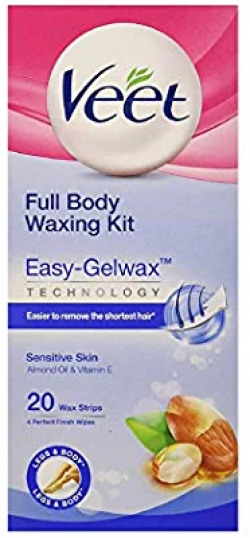 Veet Full Body Waxing Kit for Sensitive Skin, 20 strips