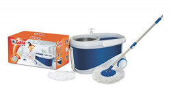 Gala Jet Spin mop with stainless steel wringer, jumbo wheels and 2 refills (White and Blue)