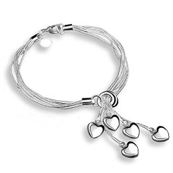 Womage Silver Metal Little Hearts Bracelet For Women