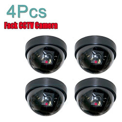 Cpixen 4 Pcs Dummy CCTV Dome Camera with blinking red LED light. For home or office Security
