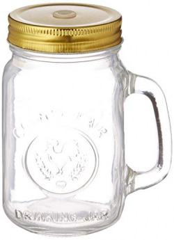 Soogo Glass Mason Jar with Straw and Lid, Transparent