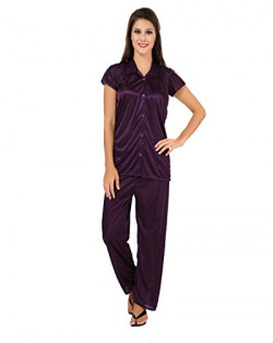 Fashigo Women's Nightdress (Set)(FASNW034_Purple_Free Size)